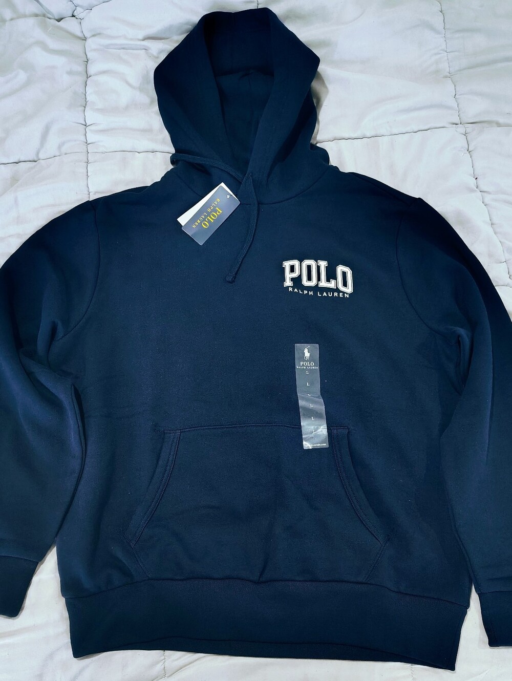 Polo by Ralph Lauren Navy Pullover Hoodie with White Embroidered Logo